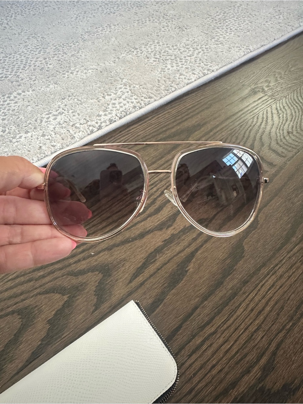 Quay Australia Rose Gold Aviator Sunglasses with Gradient Gray Lenses